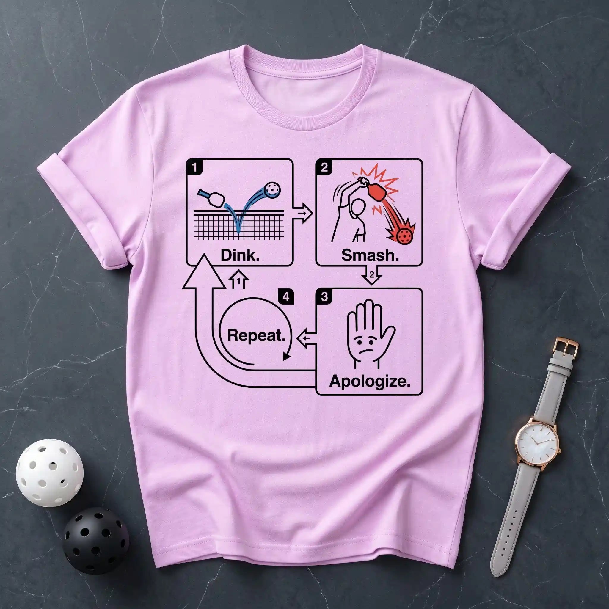 Dink Smash Apologize Repeat Tee - Dink it Shop