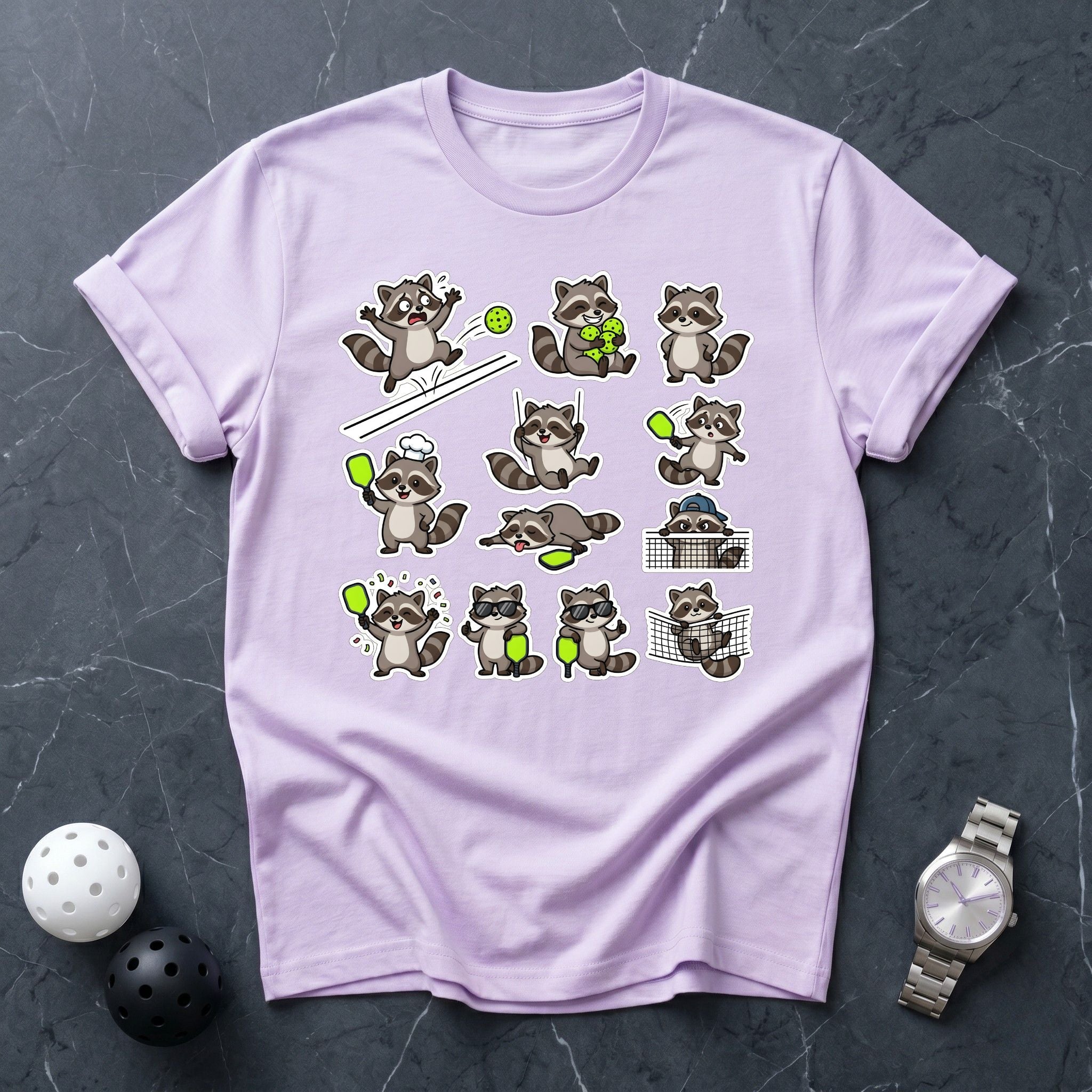 Funny Pickleball Raccoon Sticker Tee - Dink it Shop