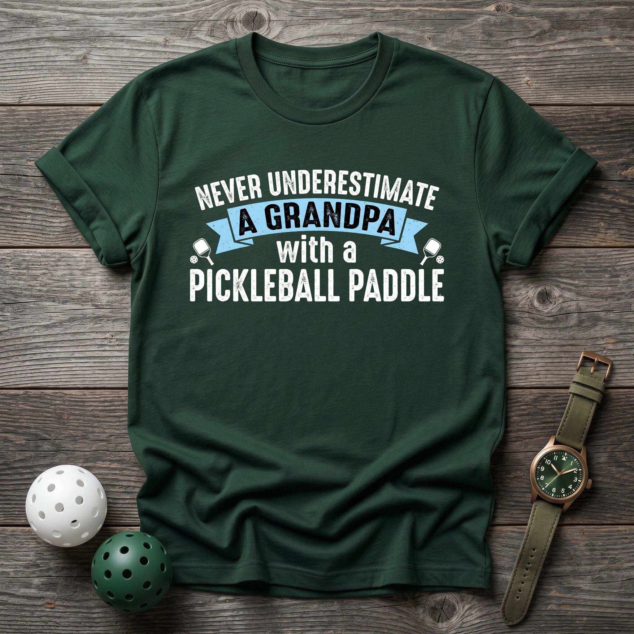 Never Underestimate Grandpa Tee - Dink it Shop