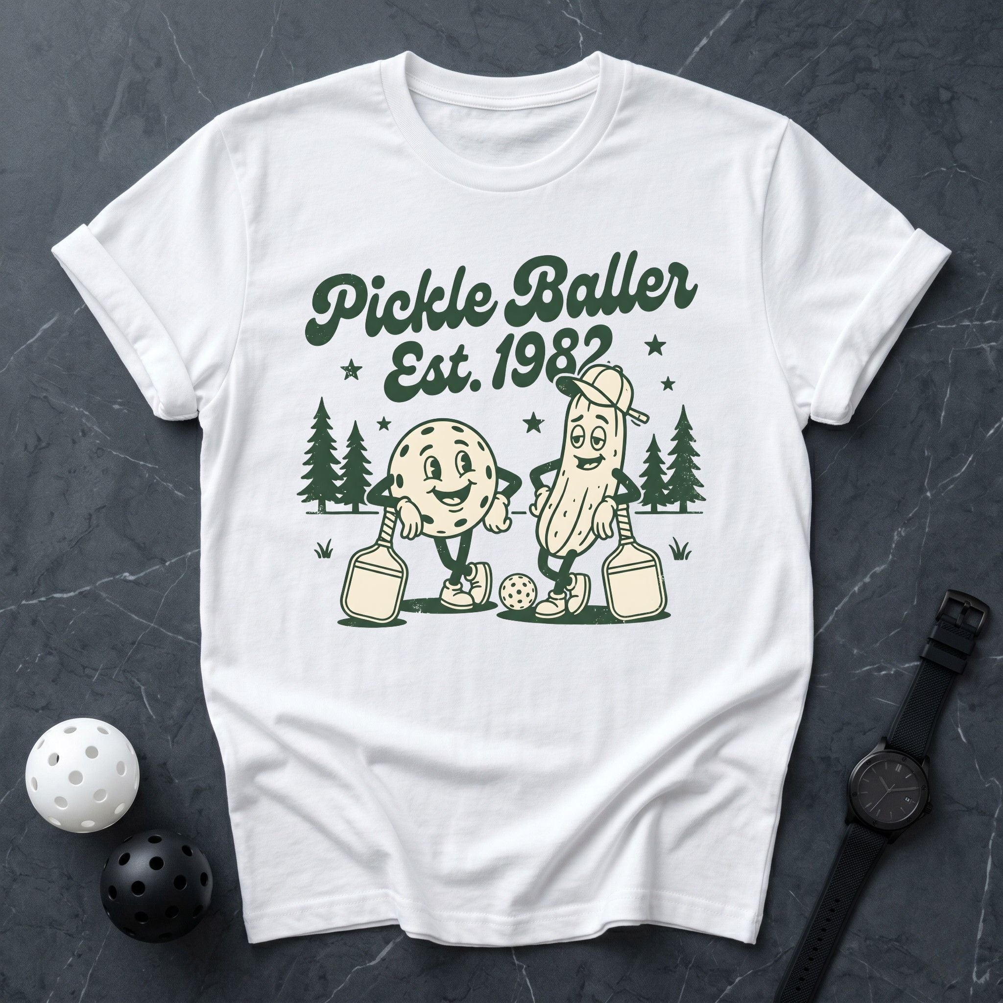 Pickleballer Est 1982 Retro Tee - Dink it Shop