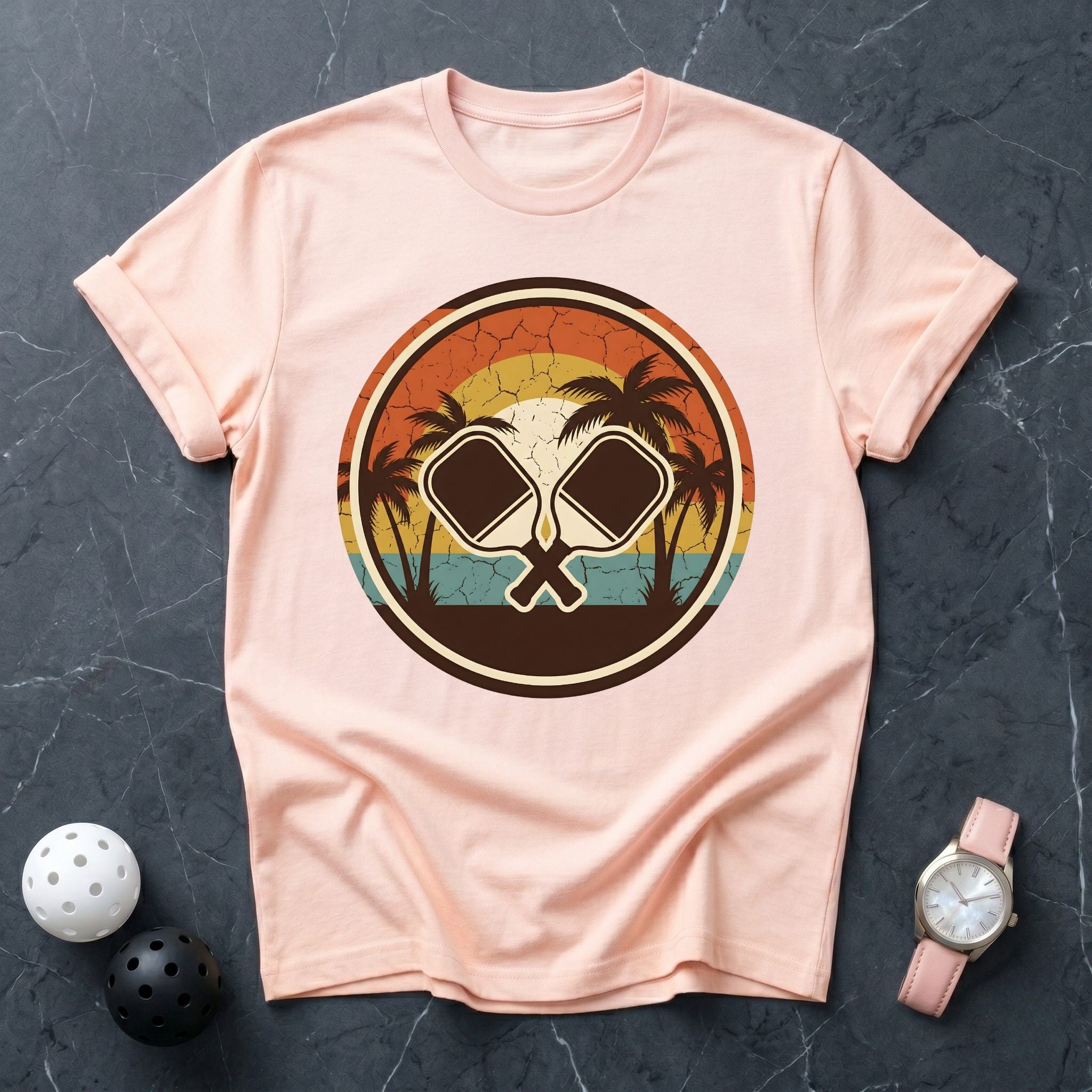 Retro Sunset Double Paddle Tee - Dink it Shop