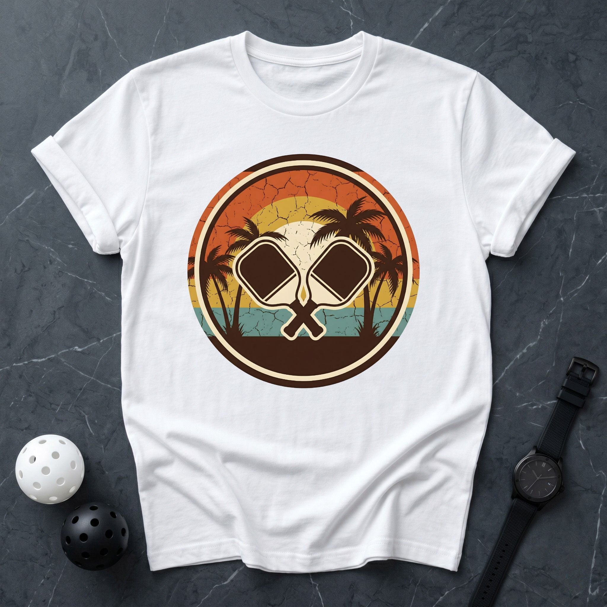 Retro Sunset Double Paddle Tee - Dink it Shop
