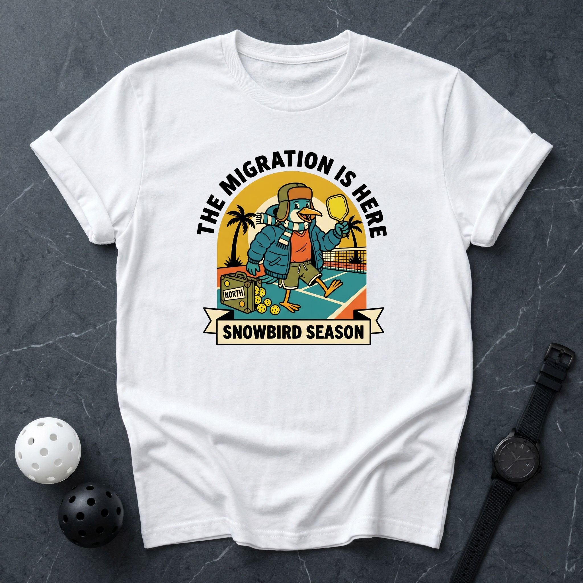 Snowbird Season Migration Retro Tee - Dink it Shop