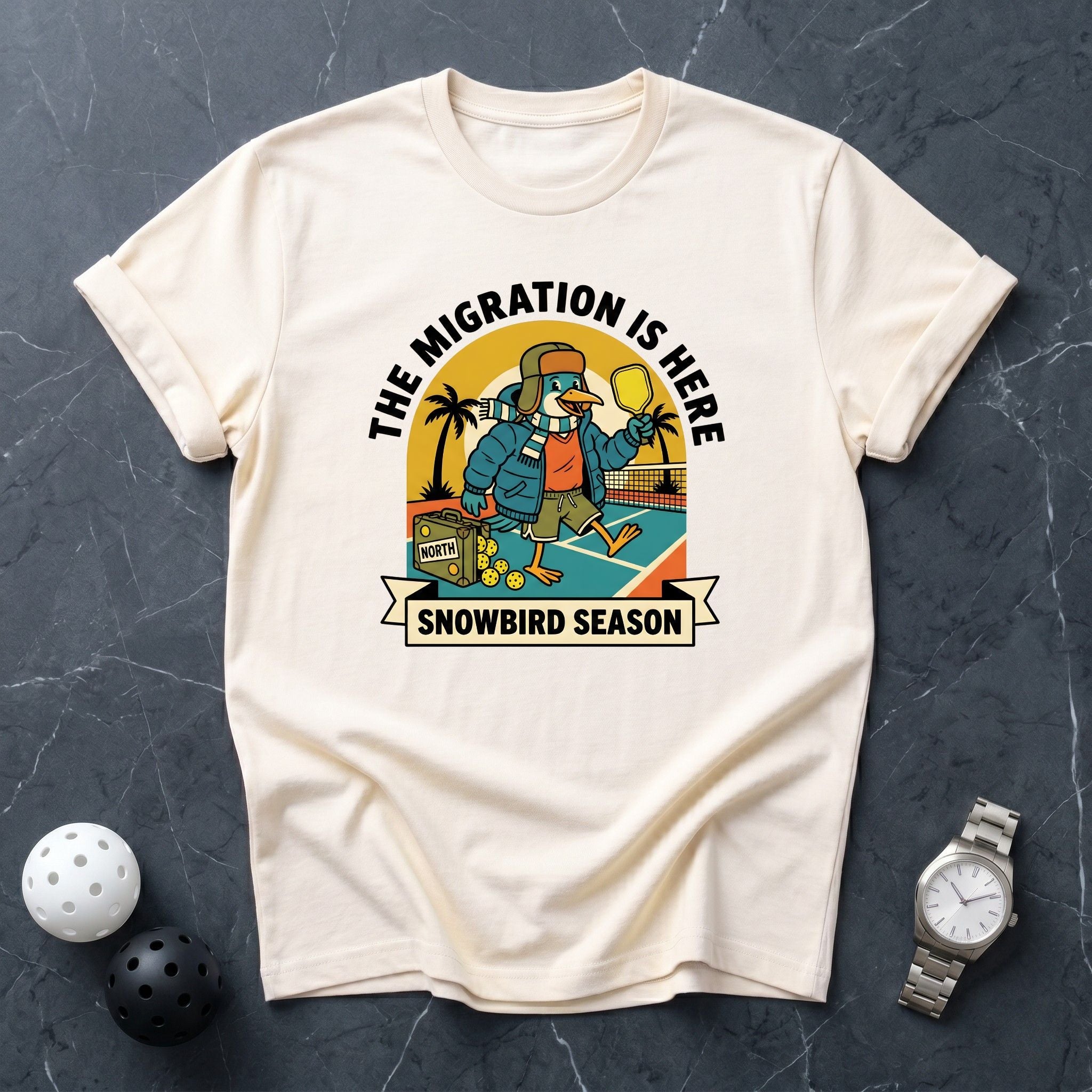 Snowbird Season Migration Retro Tee - Dink it Shop