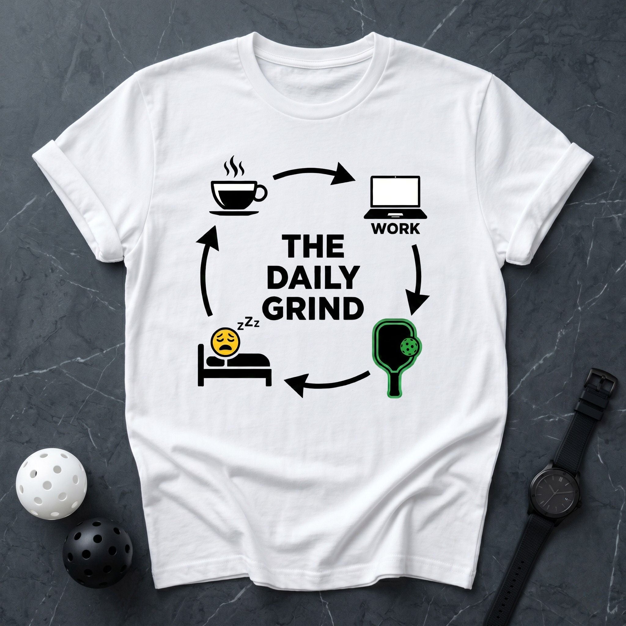 The Daily Grind Routine Tee - Dink it Shop