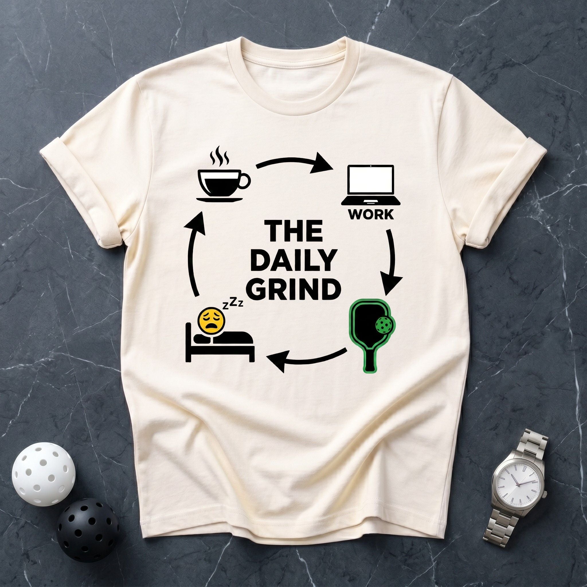 The Daily Grind Routine Tee - Dink it Shop
