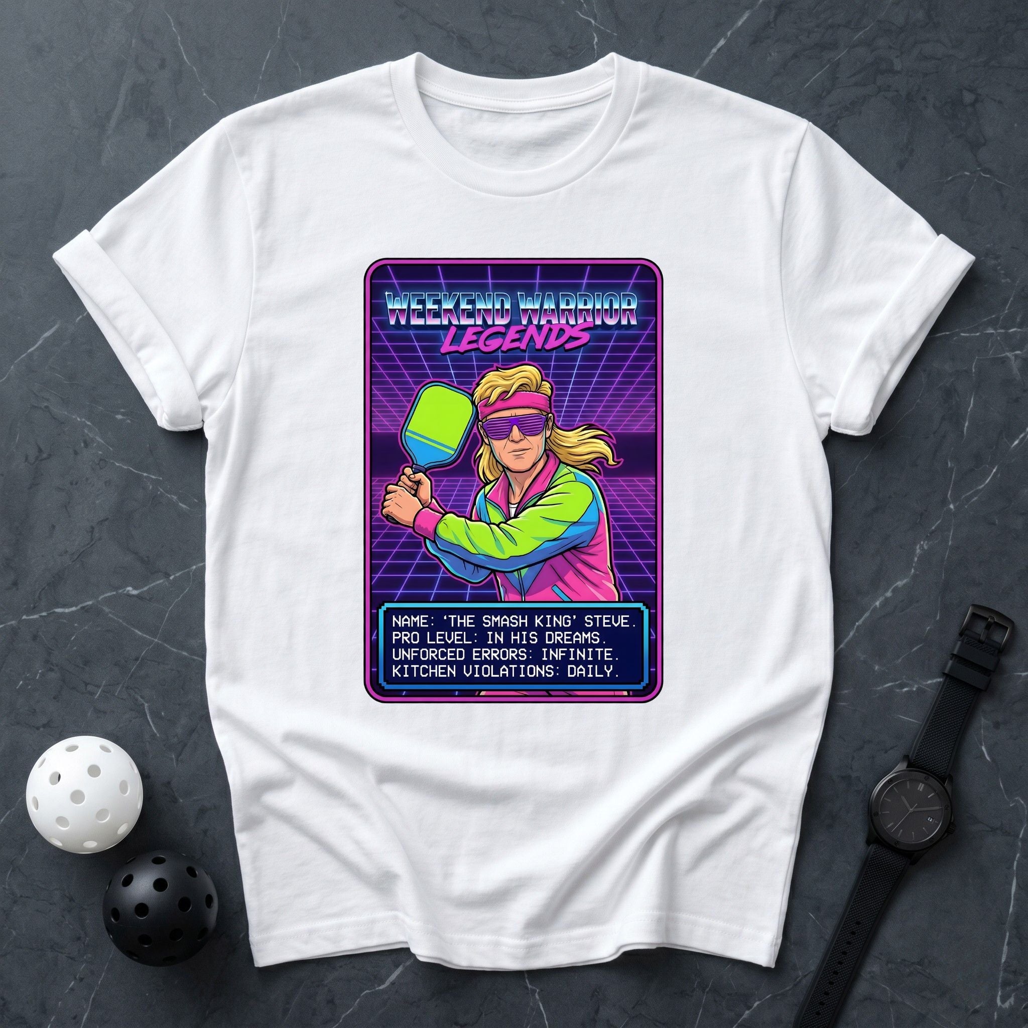 Weekend Warrior Retro 80s Tee - Dink it Shop
