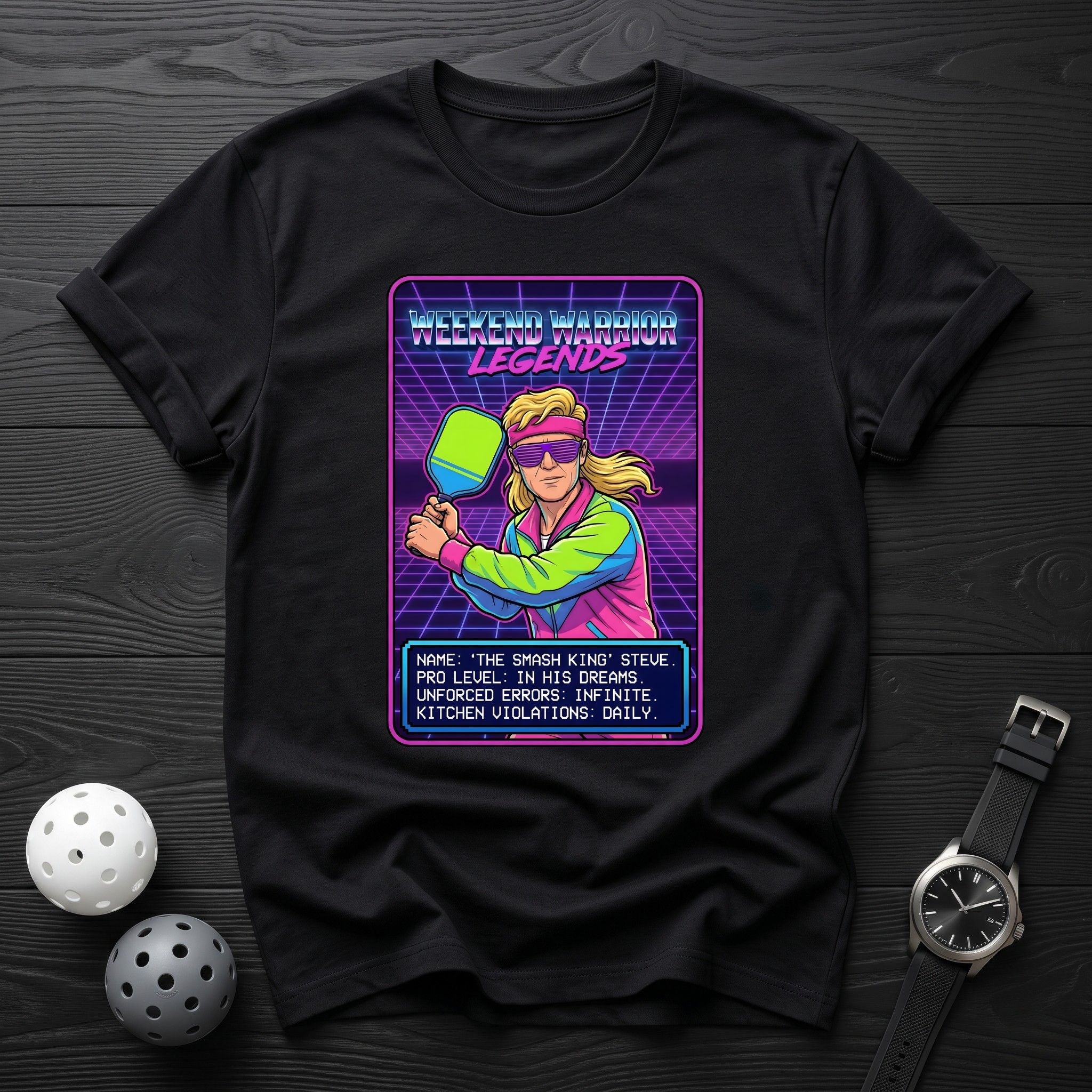 Weekend Warrior Retro 80s Tee - Dink it Shop