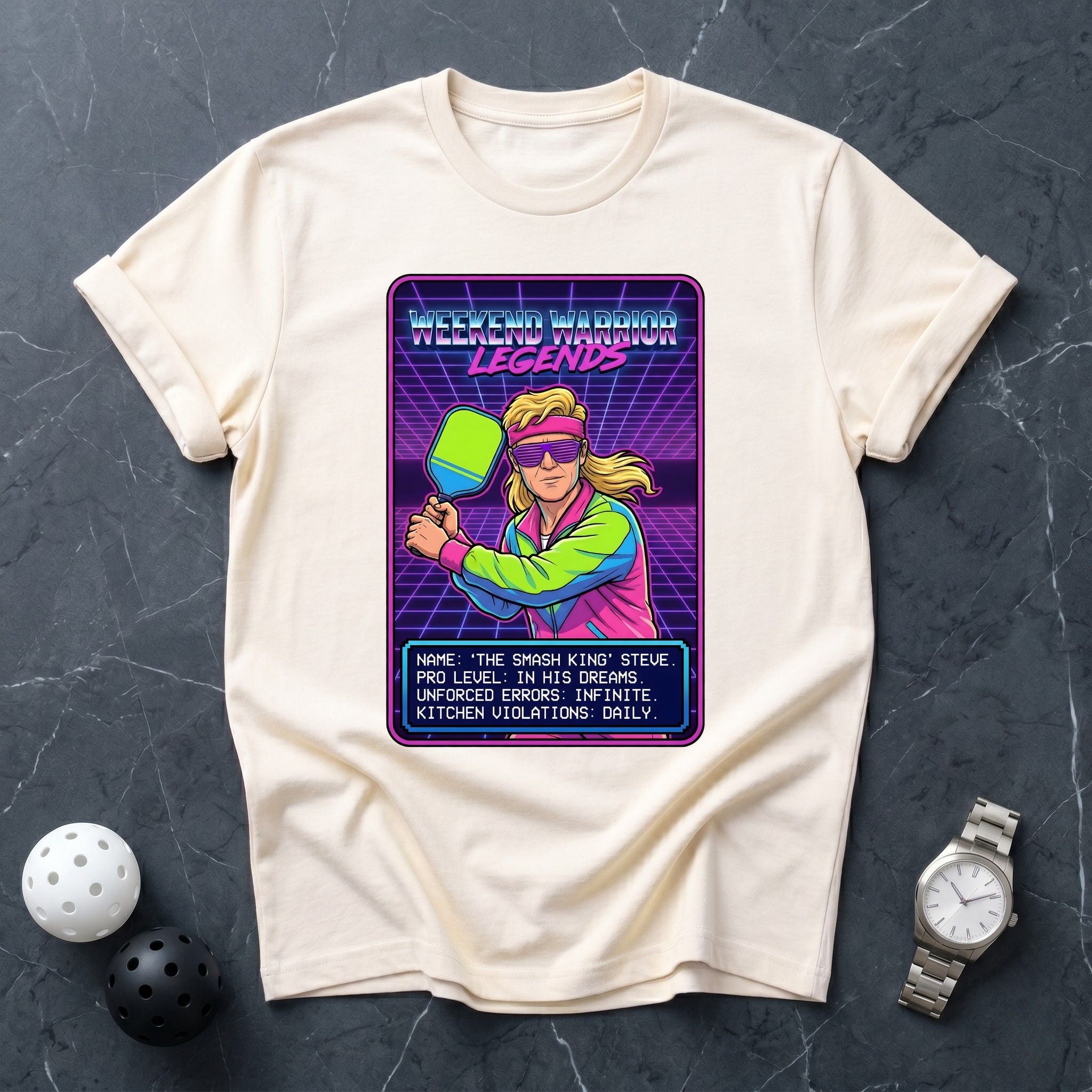 Weekend Warrior Retro 80s Tee - Dink it Shop